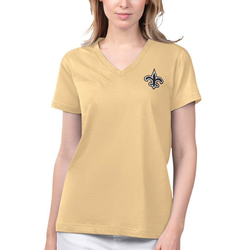 New Orleans Saints Margaritaville Women's Game Time V-Neck T-Shirt - Gold outlet