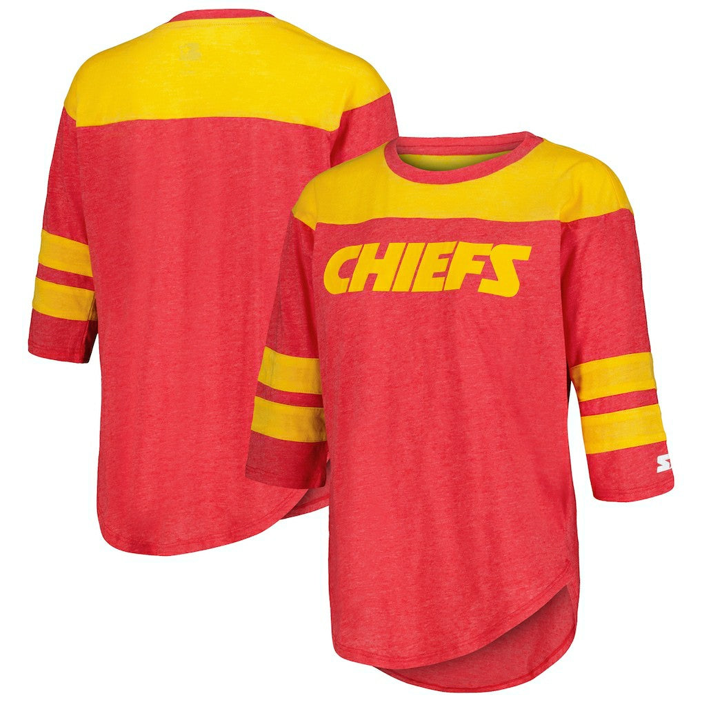 Kansas City Chiefs Starter Women's Fullback Tri-Blend 3/4-Sleeve T-Shirt - Red cheap