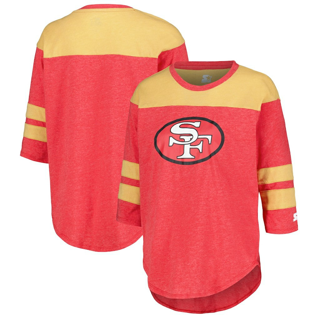 San Francisco 49ers Starter Women's Fullback Tri-Blend 3/4-Sleeve T-Shirt - Scarlet discount