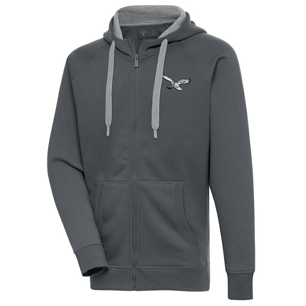 Philadelphia Eagles Antigua Throwback Logo Victory Full-Zip Hoodie - Charcoal discount