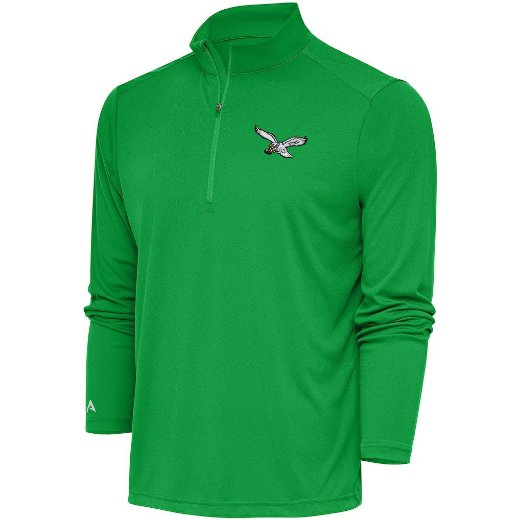 Philadelphia Eagles Antigua Throwback Logo Tribute Quarter-Zip Pullover Top - Kelly Green on sale