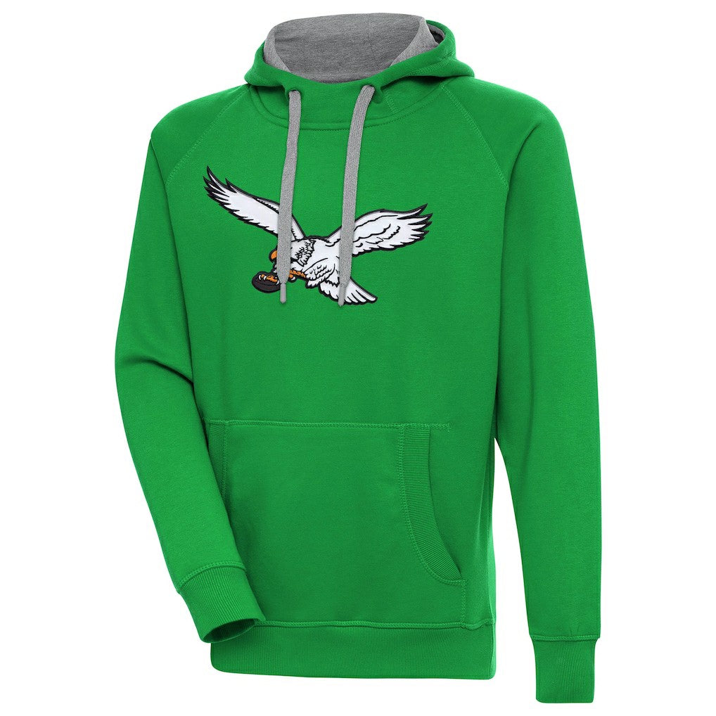 Philadelphia Eagles Antigua Throwback Logo Victory Pullover Hoodie - Kelly Green discount