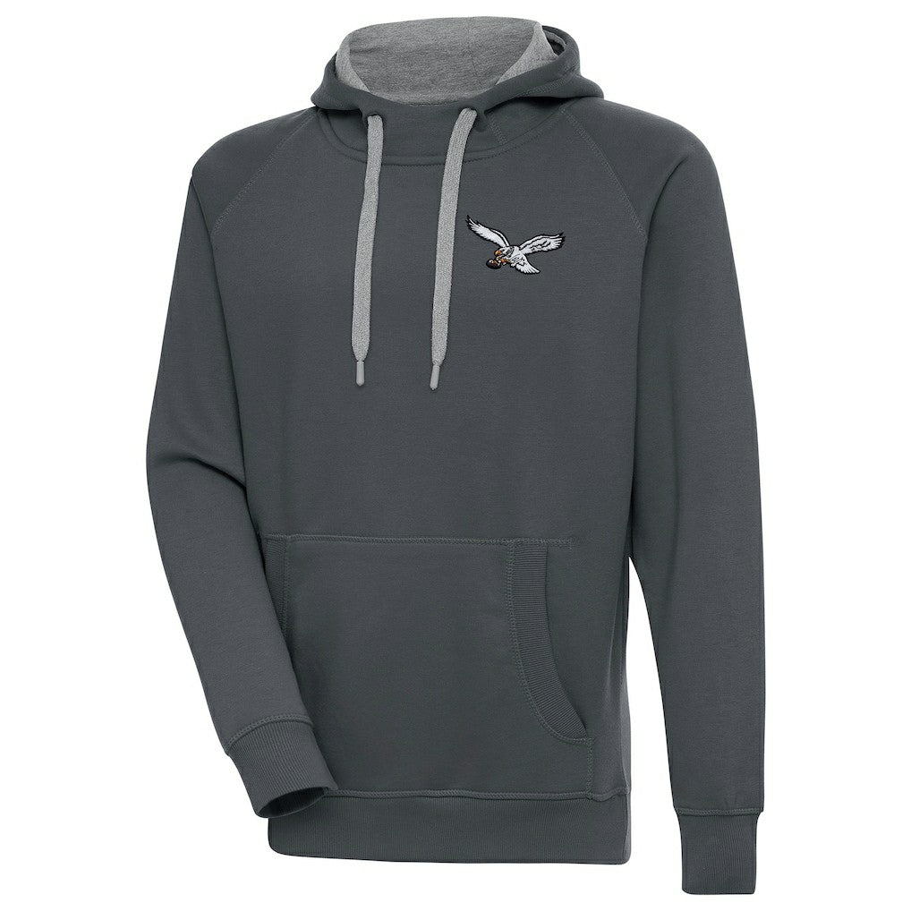 Philadelphia Eagles Antigua Throwback Logo Victory Pullover Hoodie - Charcoal sale