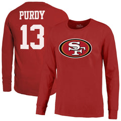 Brock Purdy San Francisco 49ers Majestic Threads Name & Number Long Sleeve T-Shirt - Scarlet on sale