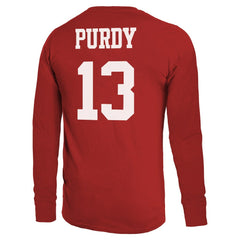 Brock Purdy San Francisco 49ers Majestic Threads Name & Number Long Sleeve T-Shirt - Scarlet on sale