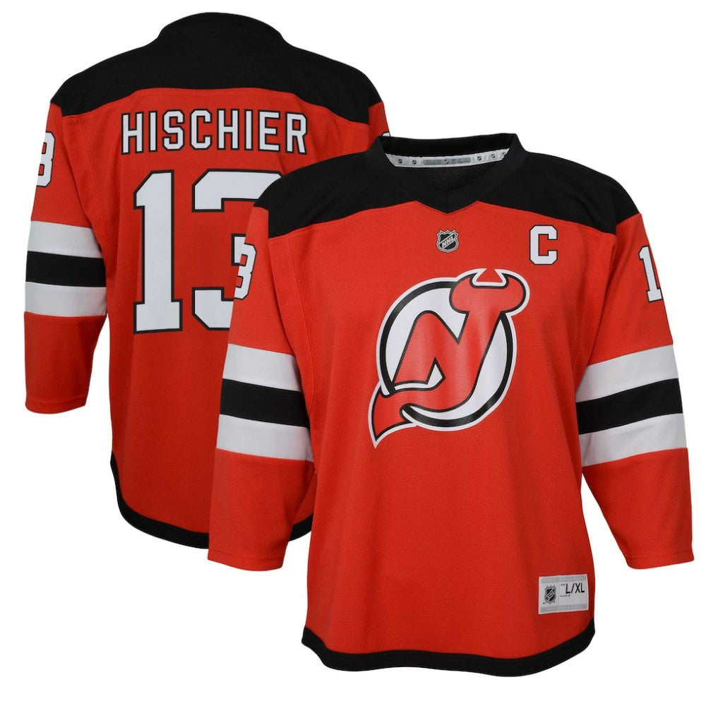 Nico Hischier New Jersey Devils Youth Captain Patch Home Replica Player Jersey - Red Jerseys