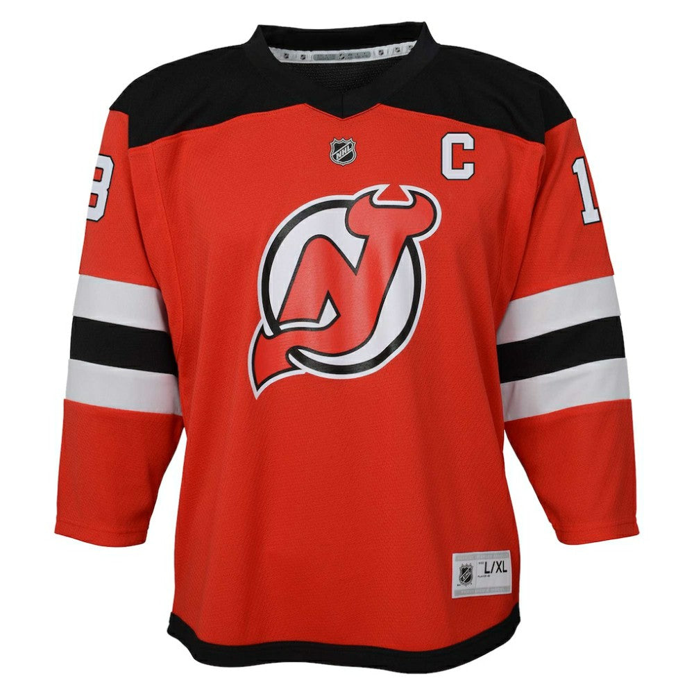 Nico Hischier New Jersey Devils Youth Captain Patch Home Replica Player Jersey - Red Jerseys