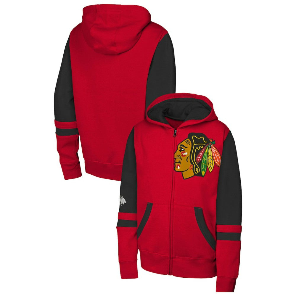 Chicago Blackhawks Youth Face Off Full-Zip Hoodie - Red Hoodies