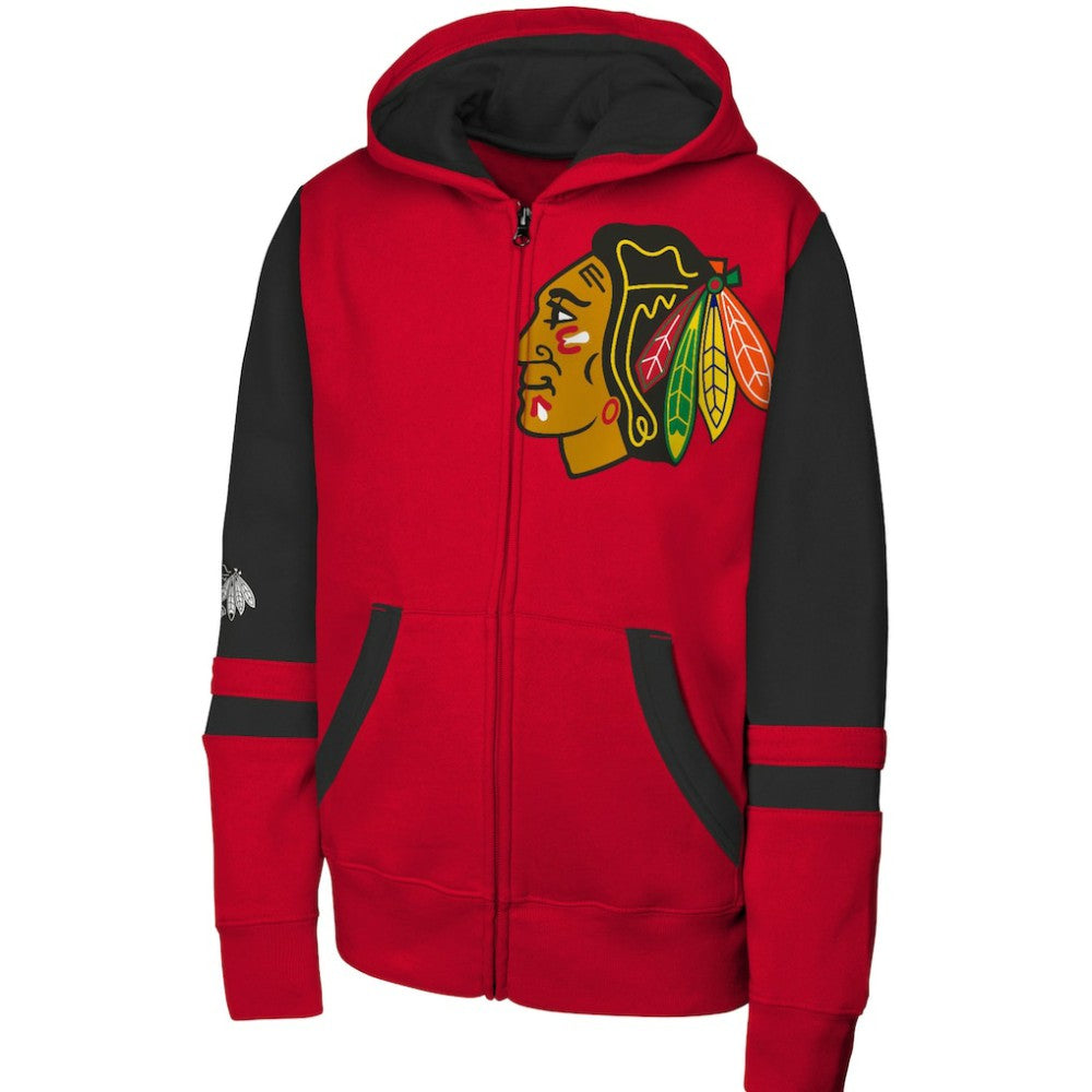 Chicago Blackhawks Youth Face Off Full-Zip Hoodie - Red Hoodies