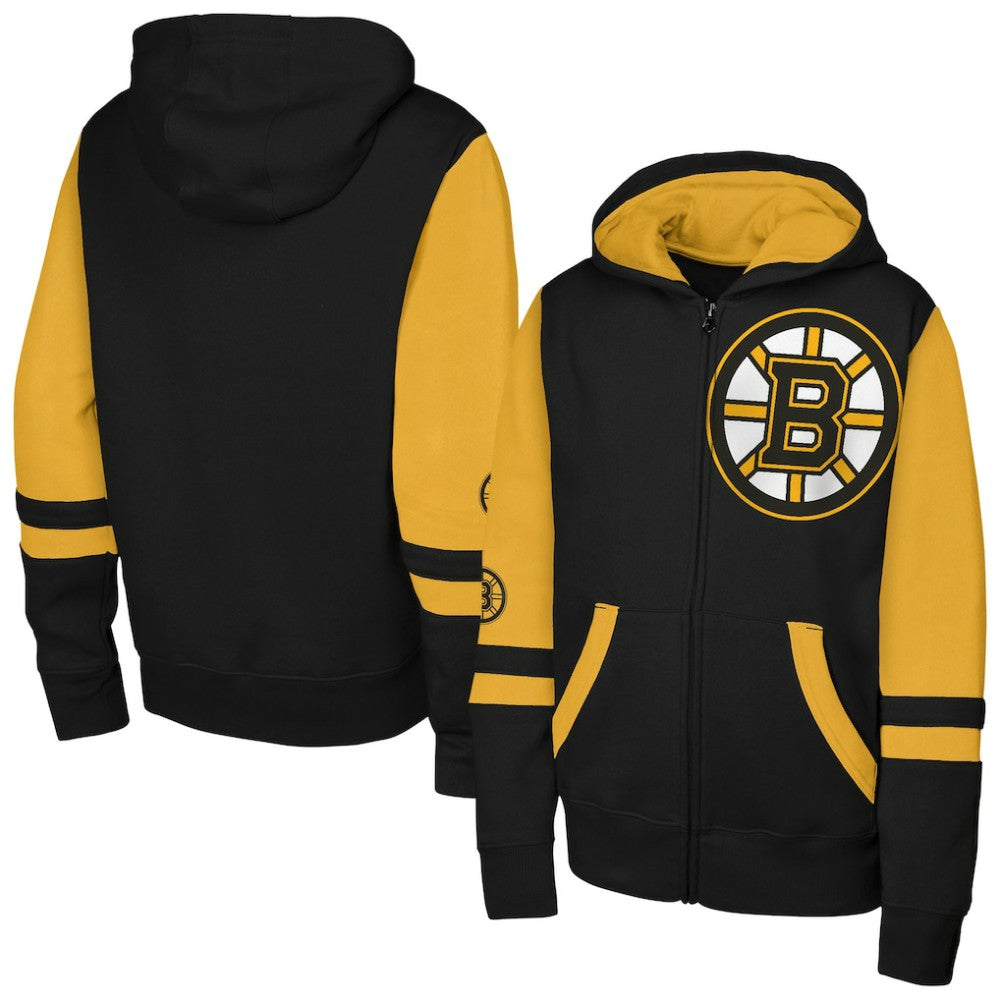 Boston Bruins Youth Face Off Full-Zip Hoodie - Black Hoodies