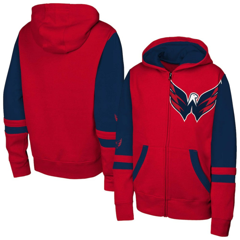 Washington Capitals Youth Face Off Full-Zip Hoodie - Red Hoodies