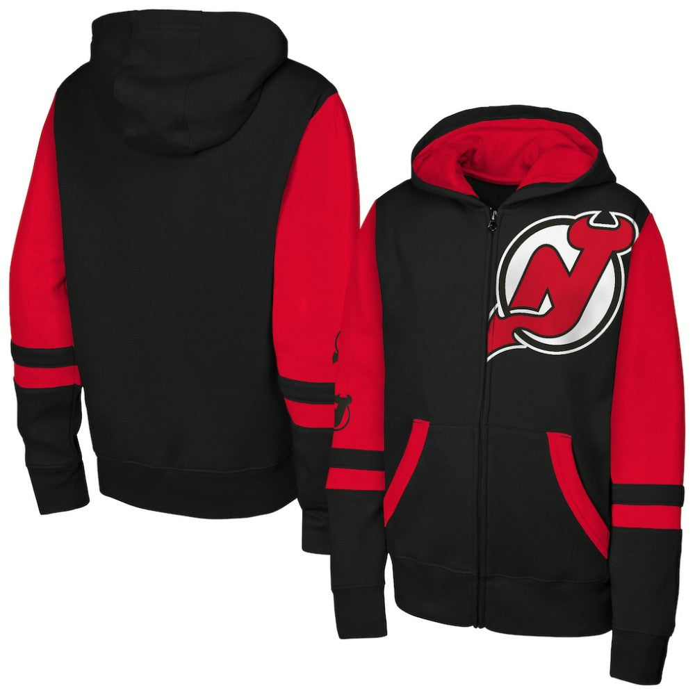 New Jersey Devils Youth Face Off Full-Zip Hoodie - Black Jerseys