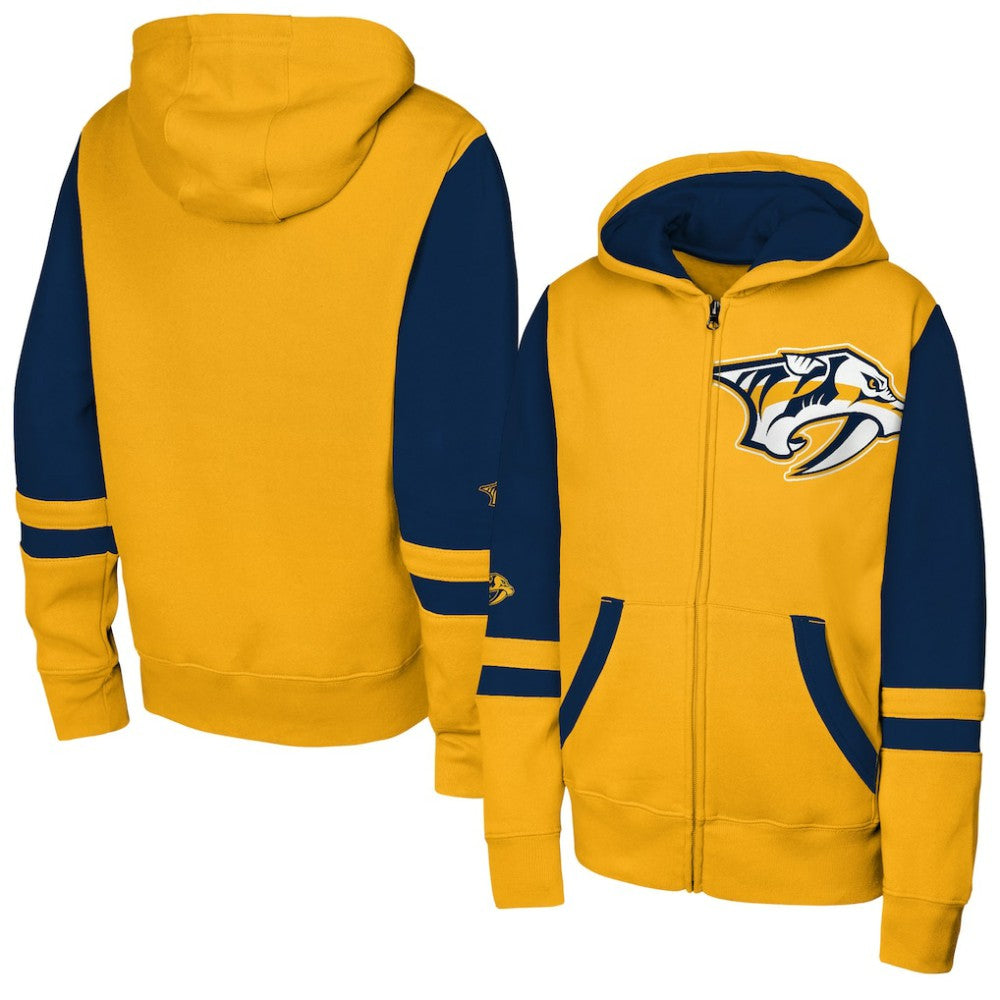 Nashville Predators Youth Face Off Full-Zip Hoodie - Gold Hoodies