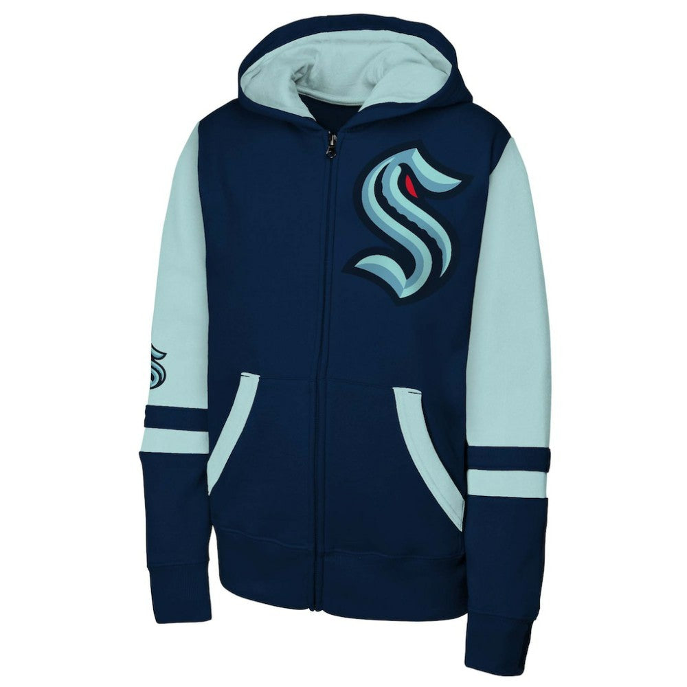 Seattle Kraken Youth Face Off Full-Zip Hoodie - Navy Hoodies