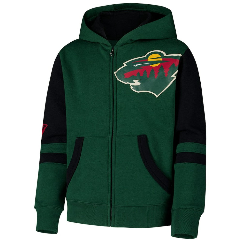 Minnesota Wild Youth Face Off Full-Zip Hoodie - Green Hoodies