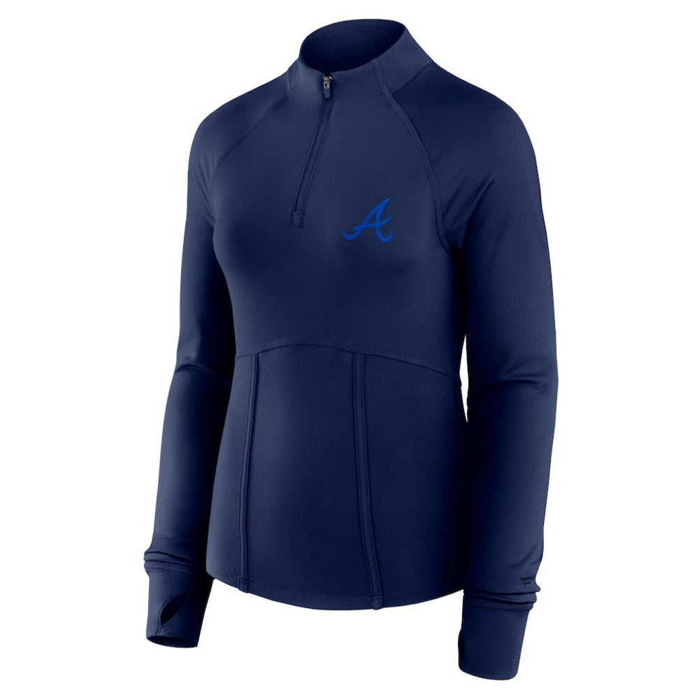 Atlanta Braves Women's Elements Raglan Tri-Blend Quarter-Zip Top Navy