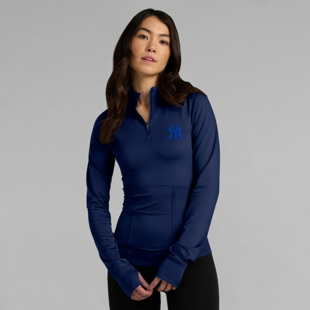 New York Yankees Women's Elements Raglan Tri-Blend Quarter-Zip Top Navy