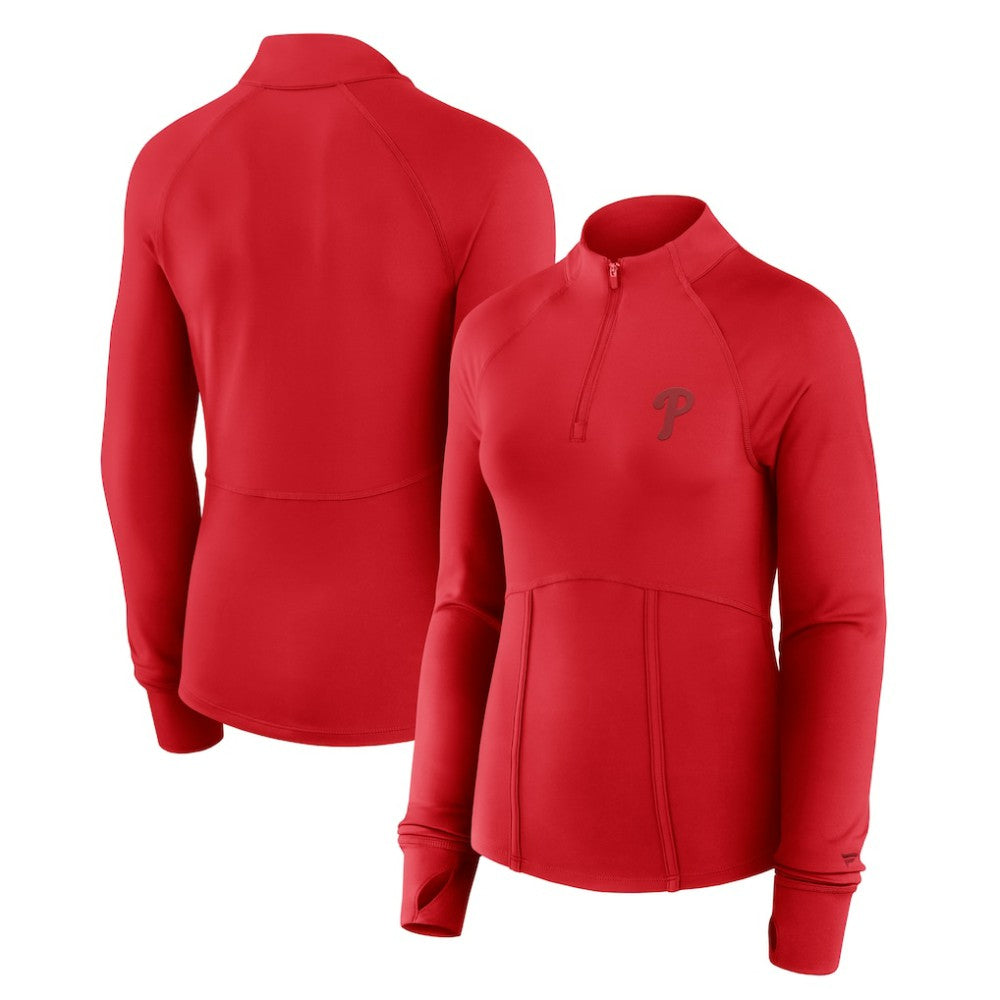 Philadelphia Phillies Women's Elements Raglan Tri-Blend Quarter-Zip Top Red
