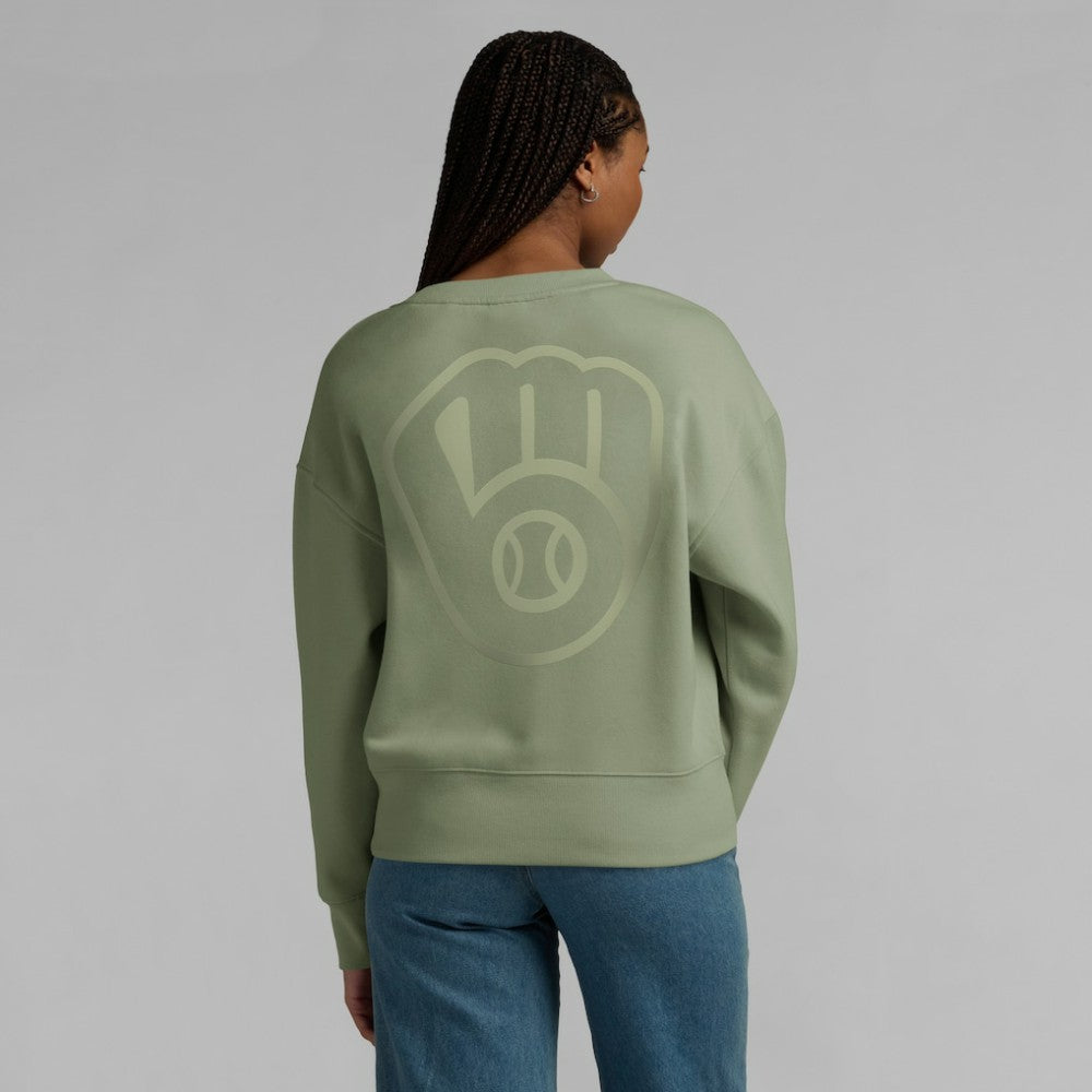 Milwaukee Brewers Women's Elements Flow Pullover Sweatshirt Green