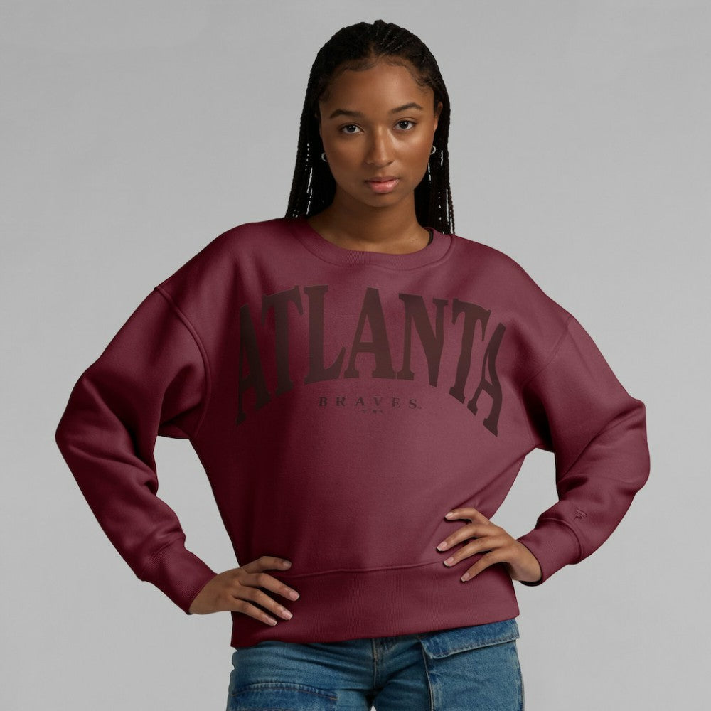Atlanta Braves Women's Elements Flow Pullover Sweatshirt Burgundy