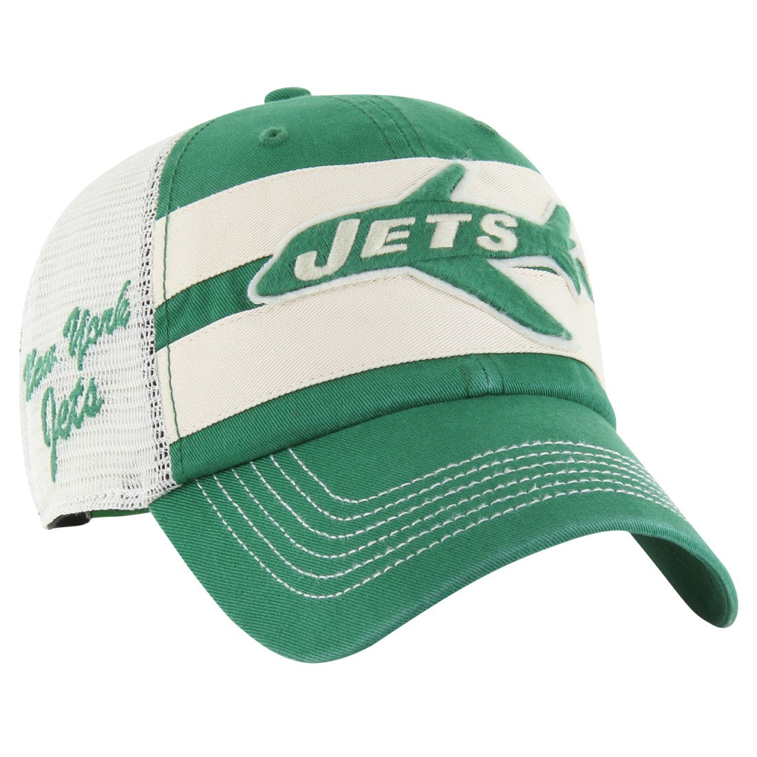 New York Jets '47 Throwback Clubhouse Boon Clean-Up Trucker Adjustable Hat - Kelly Green cheap