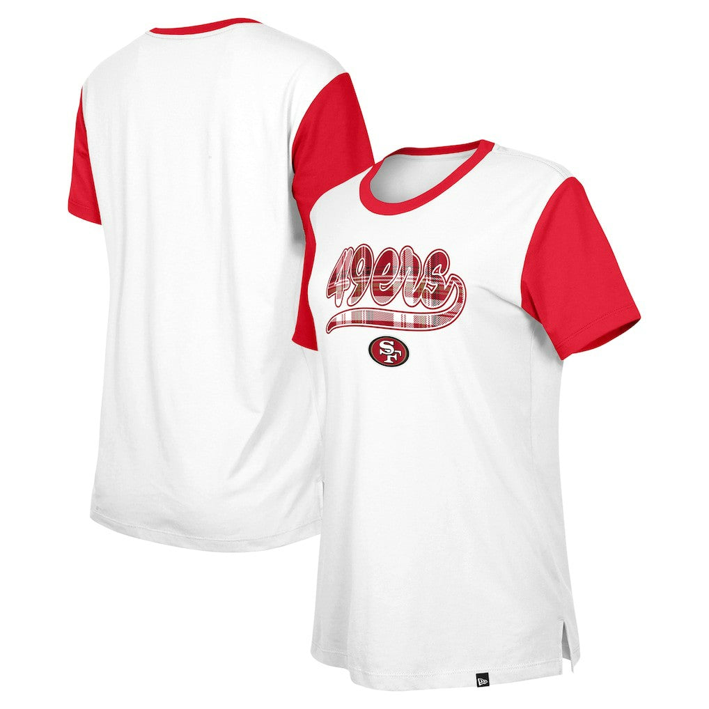 San Francisco 49ers New Era Women's 3rd Down T-Shirt - White/Scarlet on sale