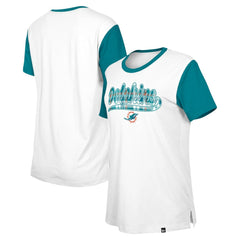 Miami Dolphins New Era Women's 3rd Down T-Shirt - White/Aqua sale