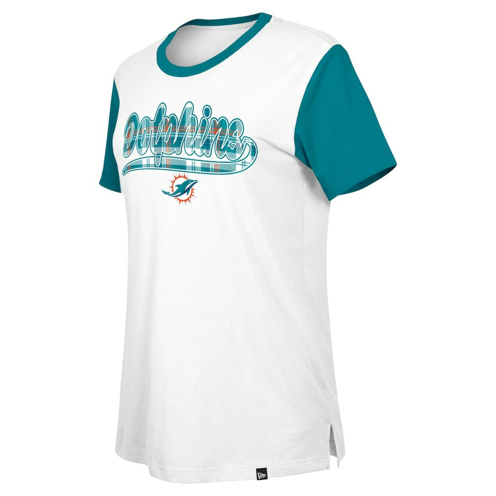 Miami Dolphins New Era Women's 3rd Down T-Shirt - White/Aqua sale