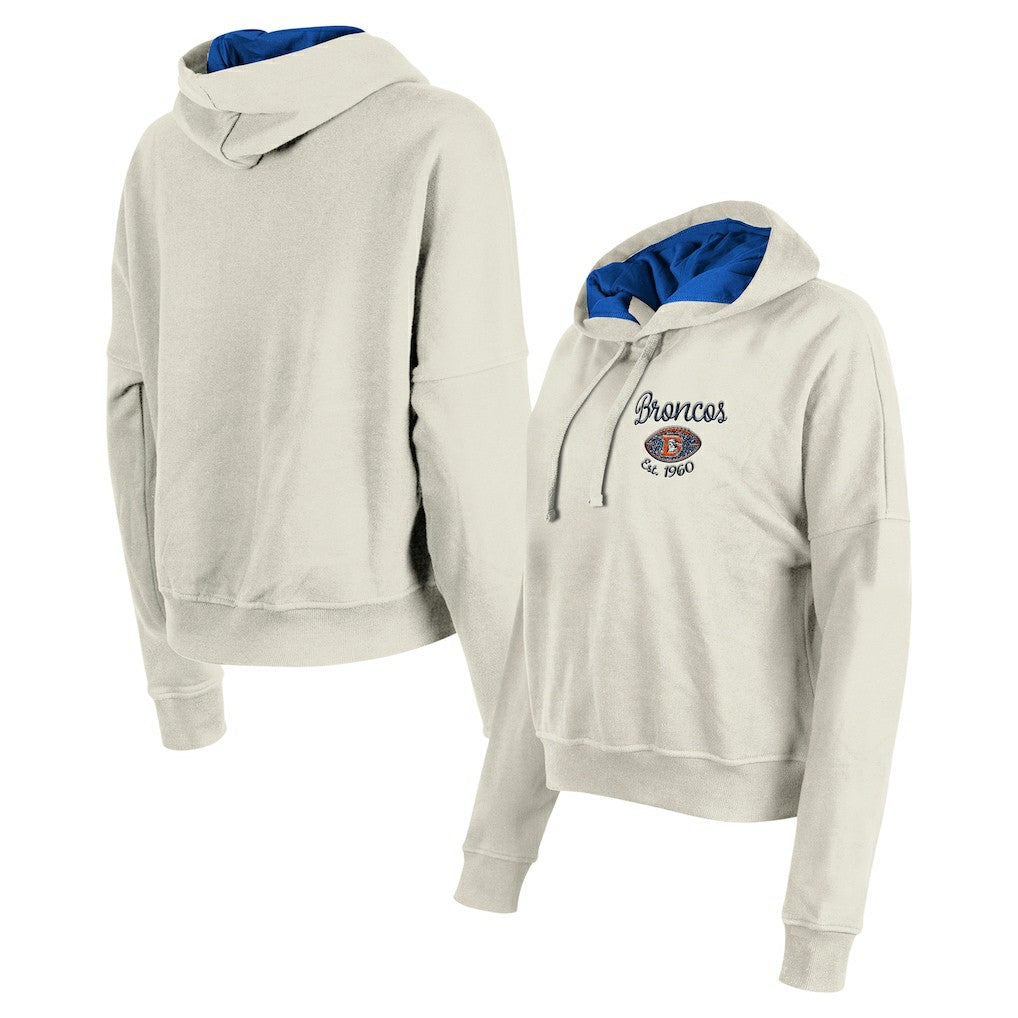 Denver Broncos New Era Women's 3rd Down Historic Pullover Hoodie - Cream outlet