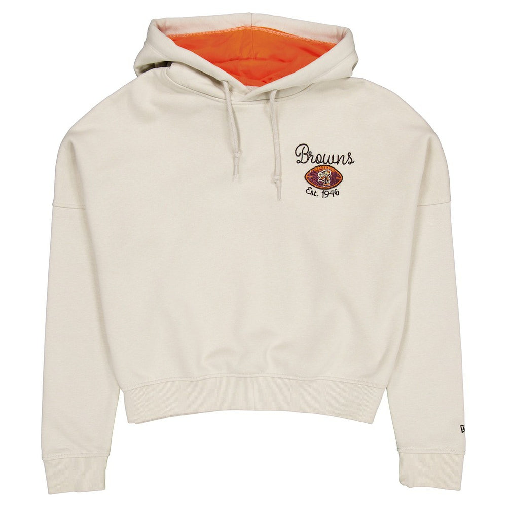 Cleveland Browns New Era Women's 3rd Down Historic Pullover Hoodie - Cream on sale