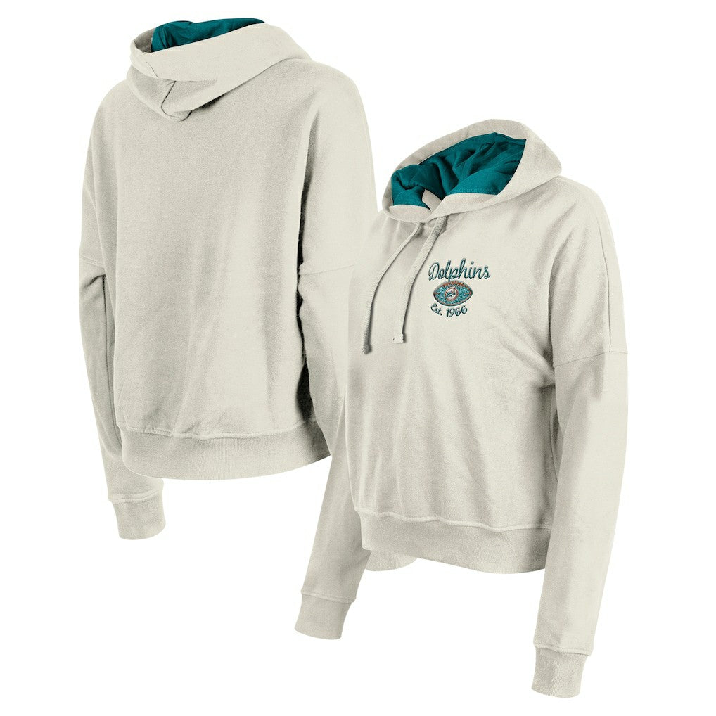 Miami Dolphins New Era Women's 3rd Down Historic Pullover Hoodie - Cream outlet