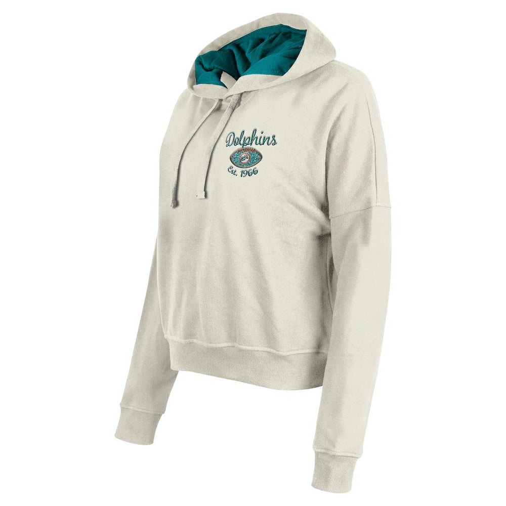 Miami Dolphins New Era Women's 3rd Down Historic Pullover Hoodie - Cream outlet