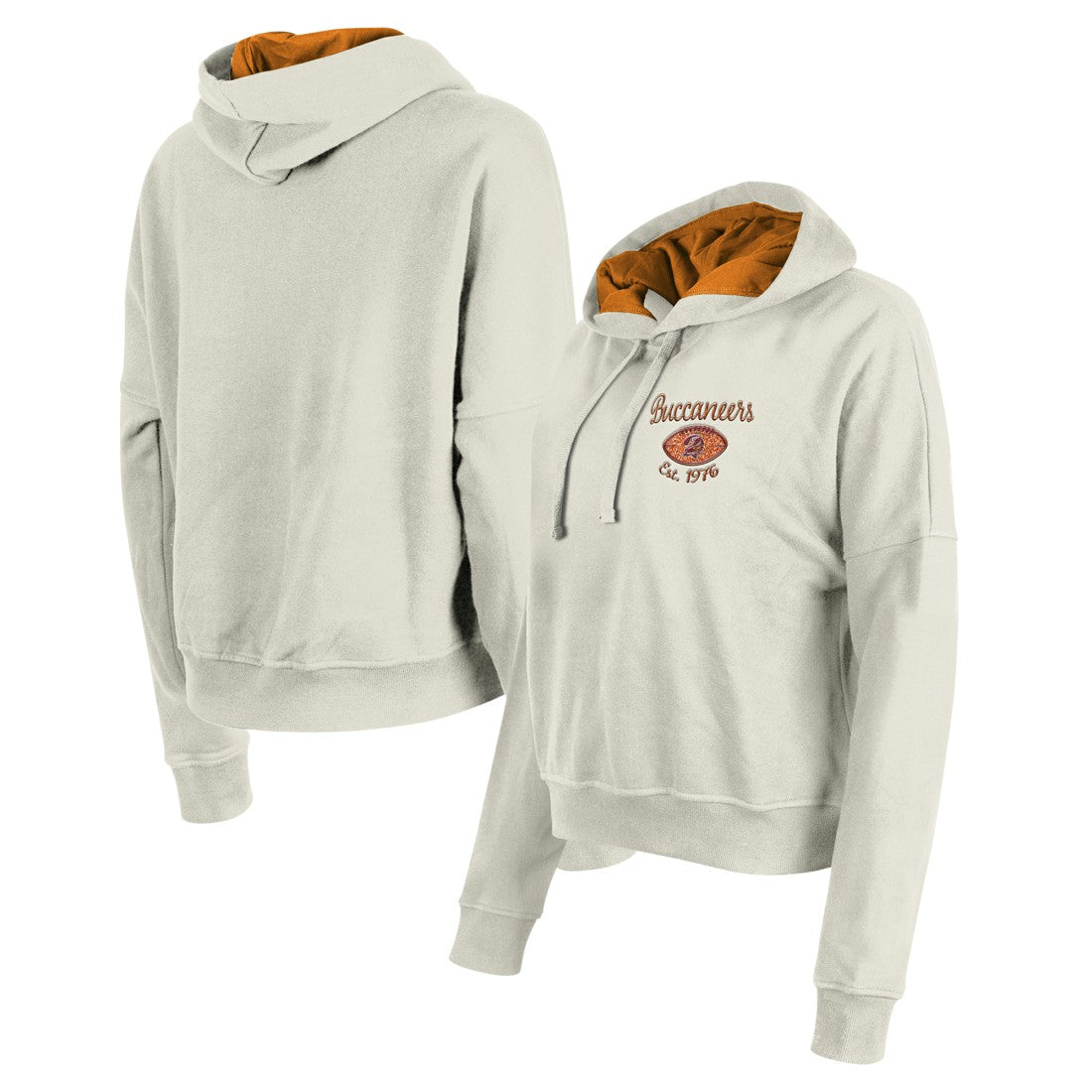 Tampa Bay Buccaneers New Era Women's 3rd Down Historic Pullover Hoodie - Cream on sale