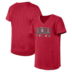 Arizona Cardinals New Era Girls Youth Flip Sequin V-Neck T-Shirt - Cardinal outlet