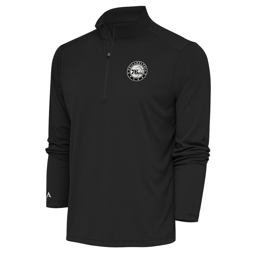 Philadelphia 76ers Antigua Metallic Logo Tribute Quarter-Zip Pullover - Charcoal on sale