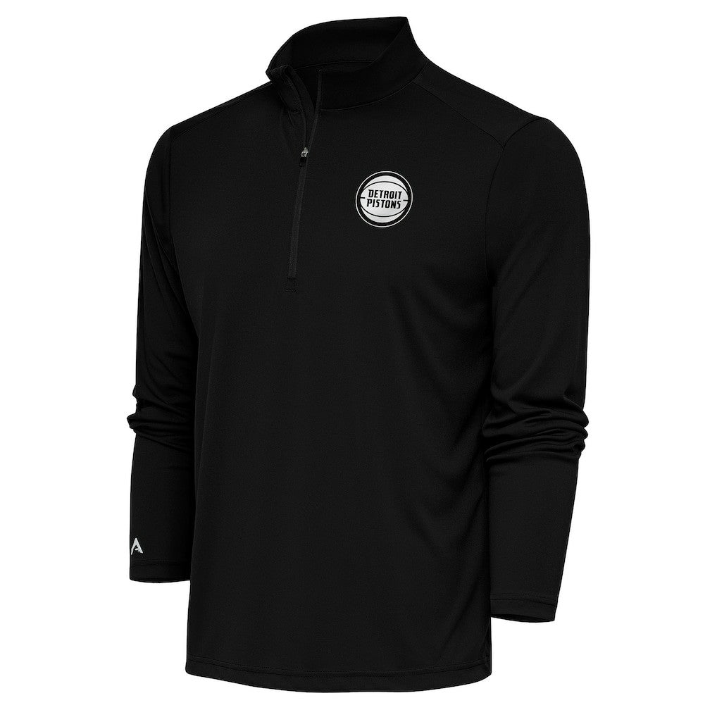 Detroit Pistons Antigua Metallic Logo Tribute Quarter-Zip Pullover sale - Black discount