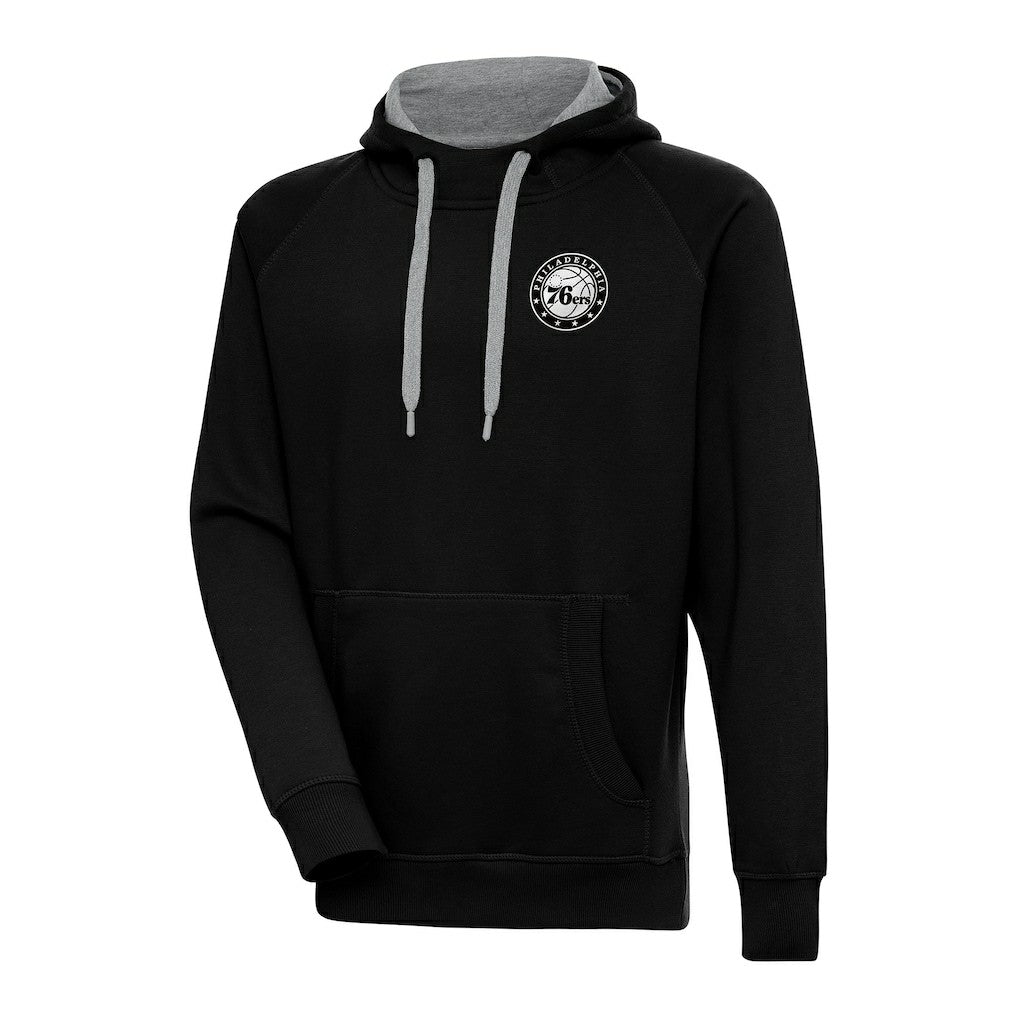 Philadelphia 76ers Antigua Metallic Logo Victory Pullover Hoodie - Black sale