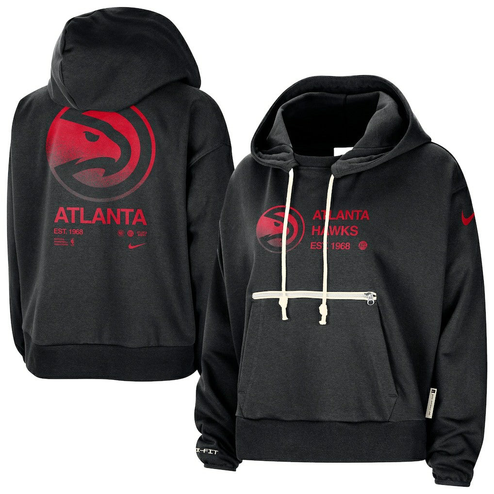 Atlanta Hawks Women's Courtside Standard Issue Performance Pullover Hoodie - Black shop