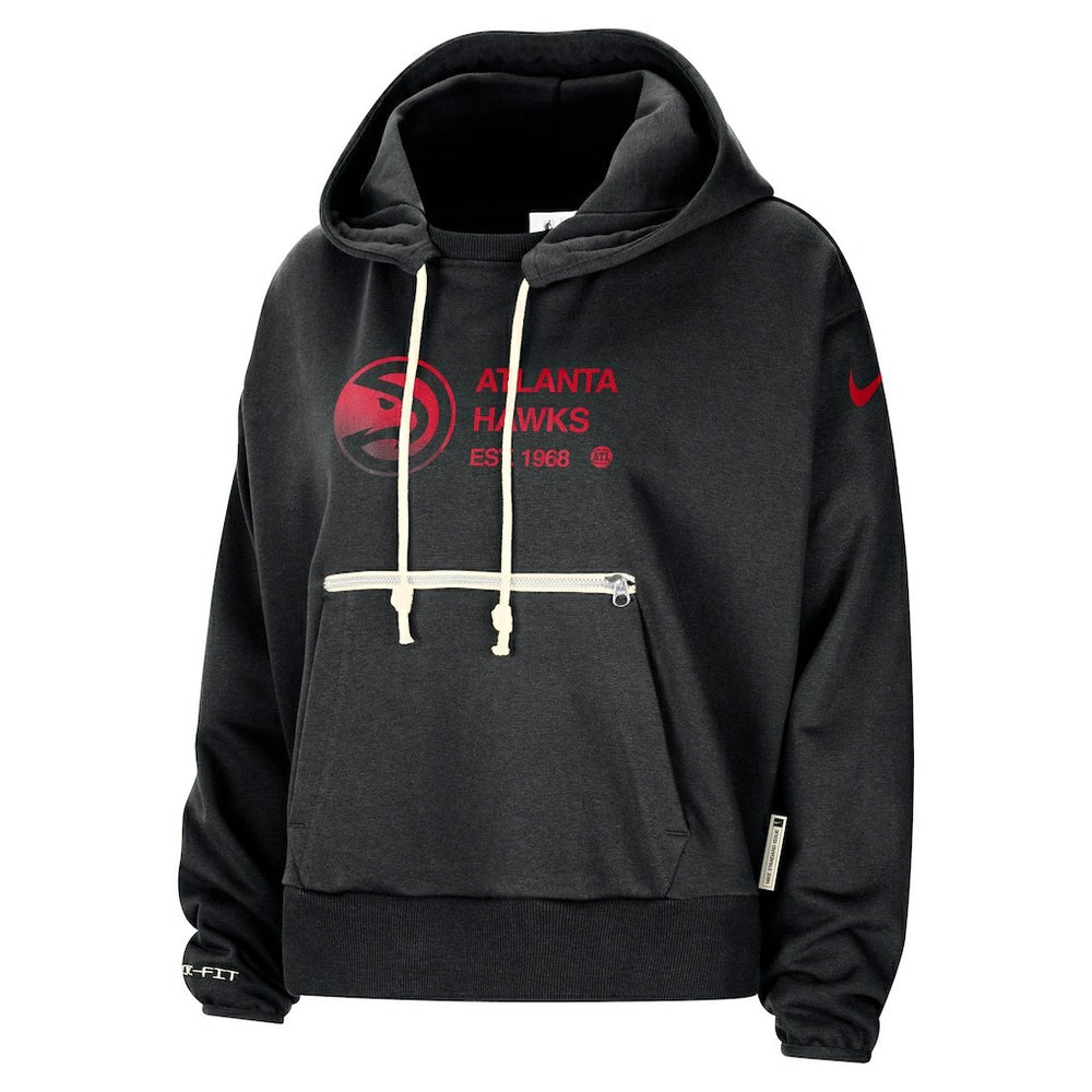 Atlanta Hawks Women's Courtside Standard Issue Performance Pullover Hoodie - Black shop