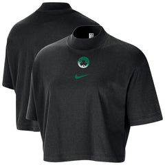 Boston Celtics Women's Courtside Mock Neck Loose Fit Cropped T-Shirt - Black on sale