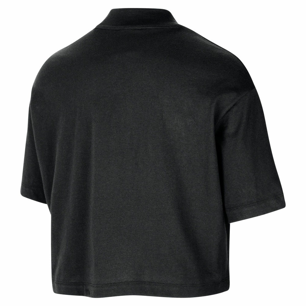 Los Angeles Lakers Women's Courtside Mock Neck Loose Fit Cropped T-Shirt - Black sale