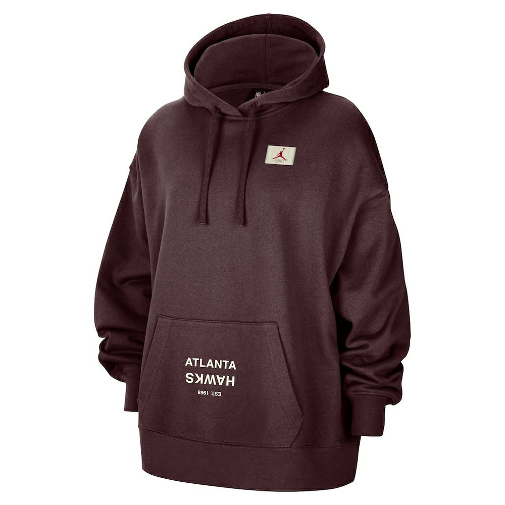 Atlanta Hawks Jordan Brand Women's Courtside Statement Edition Oversize Pullover Hoodie - Burgundy discount