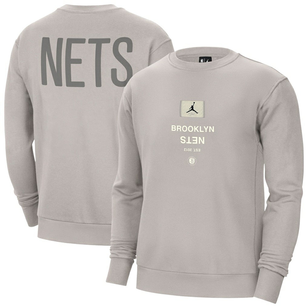 Brooklyn Nets Jordan Brand Courtside Statement Edition Heavyweight Pullover Sweatshirt - Stone on sale