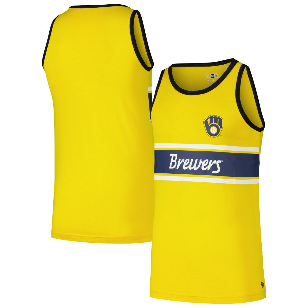 Milwaukee Brewers Jersey Ringer Tank Top Gold