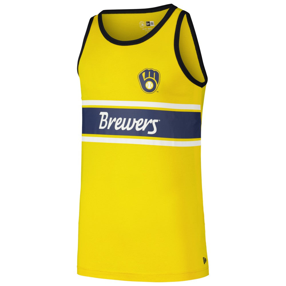 Milwaukee Brewers Jersey Ringer Tank Top Gold