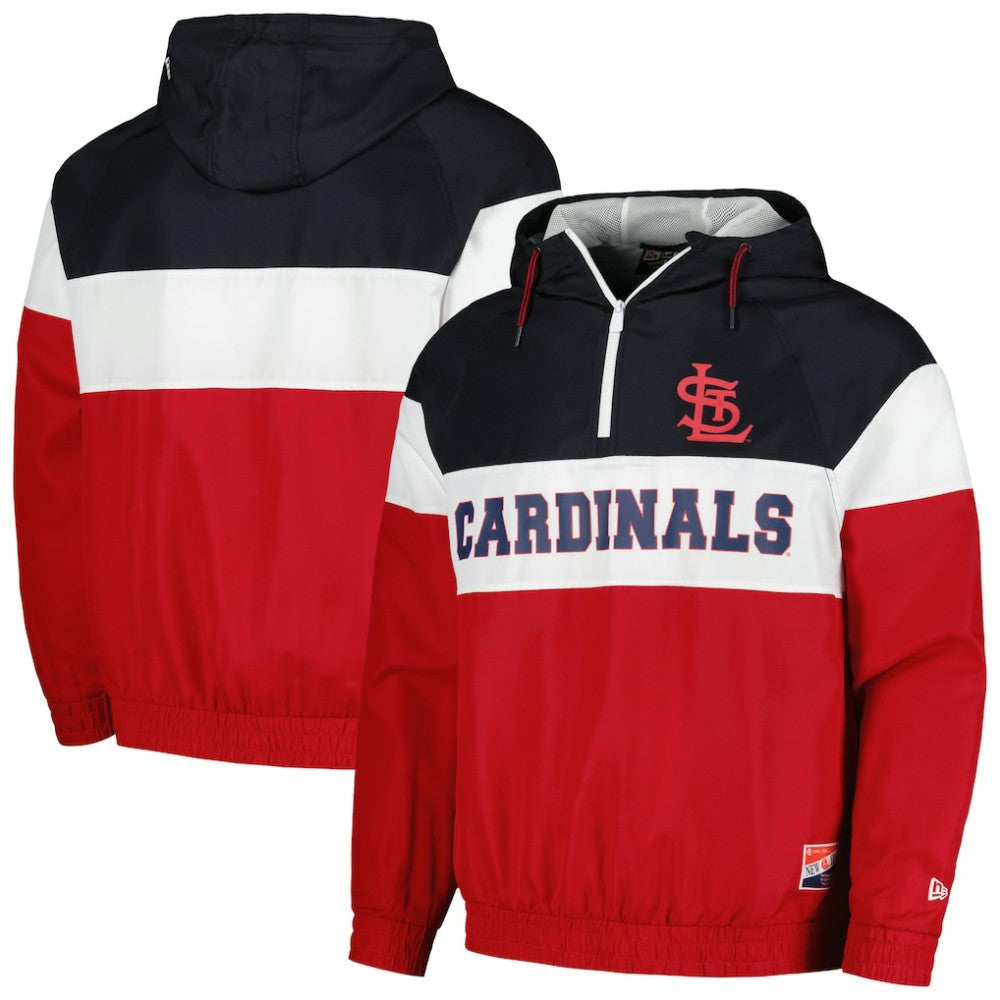 St. Louis Cardinals Ripstop Raglan Quarter-Zip Hoodie Windbreaker Jacket Red