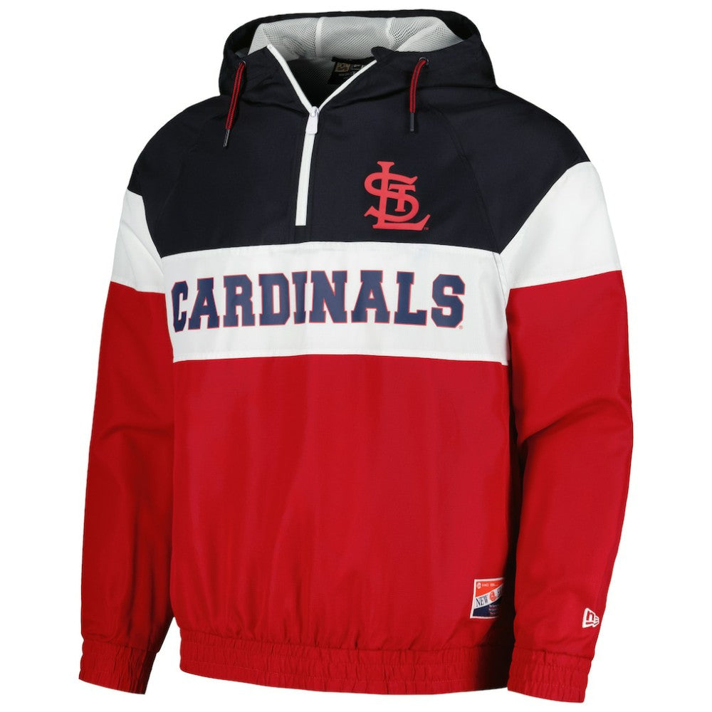 St. Louis Cardinals Ripstop Raglan Quarter-Zip Hoodie Windbreaker Jacket Red
