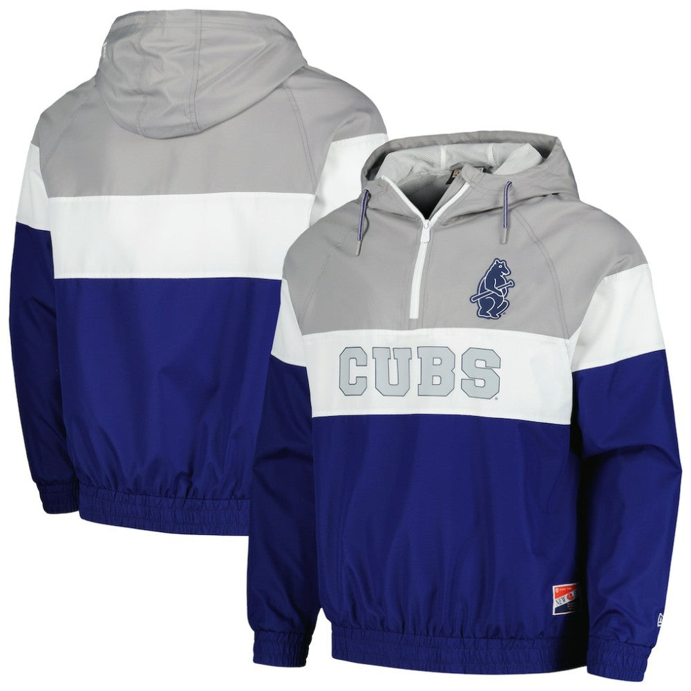 Chicago Cubs Ripstop Raglan Quarter-Zip Hoodie Windbreaker Jacket Royal