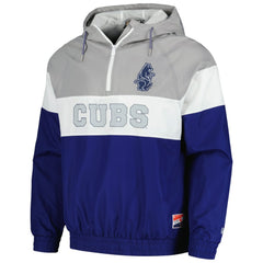 Chicago Cubs Ripstop Raglan Quarter-Zip Hoodie Windbreaker Jacket Royal