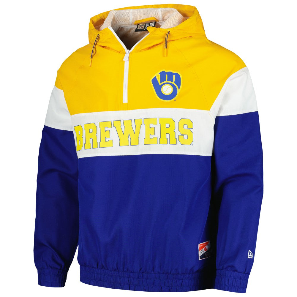 Milwaukee Brewers Ripstop Raglan Quarter-Zip Hoodie Windbreaker Jacket Royal